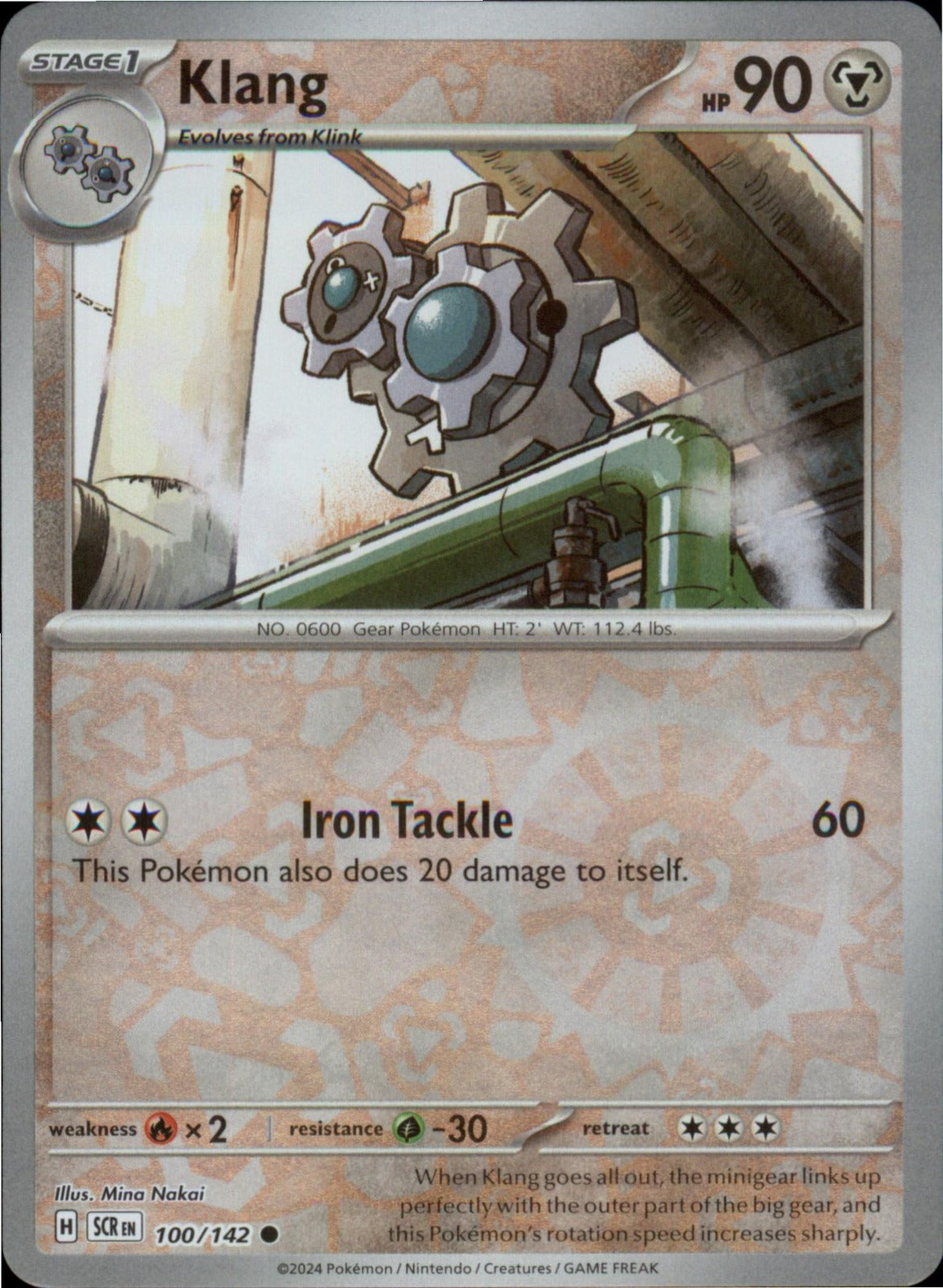 Pokemon Klang Common SV07: Stellar Crown 100/142 NM Reverse Holo