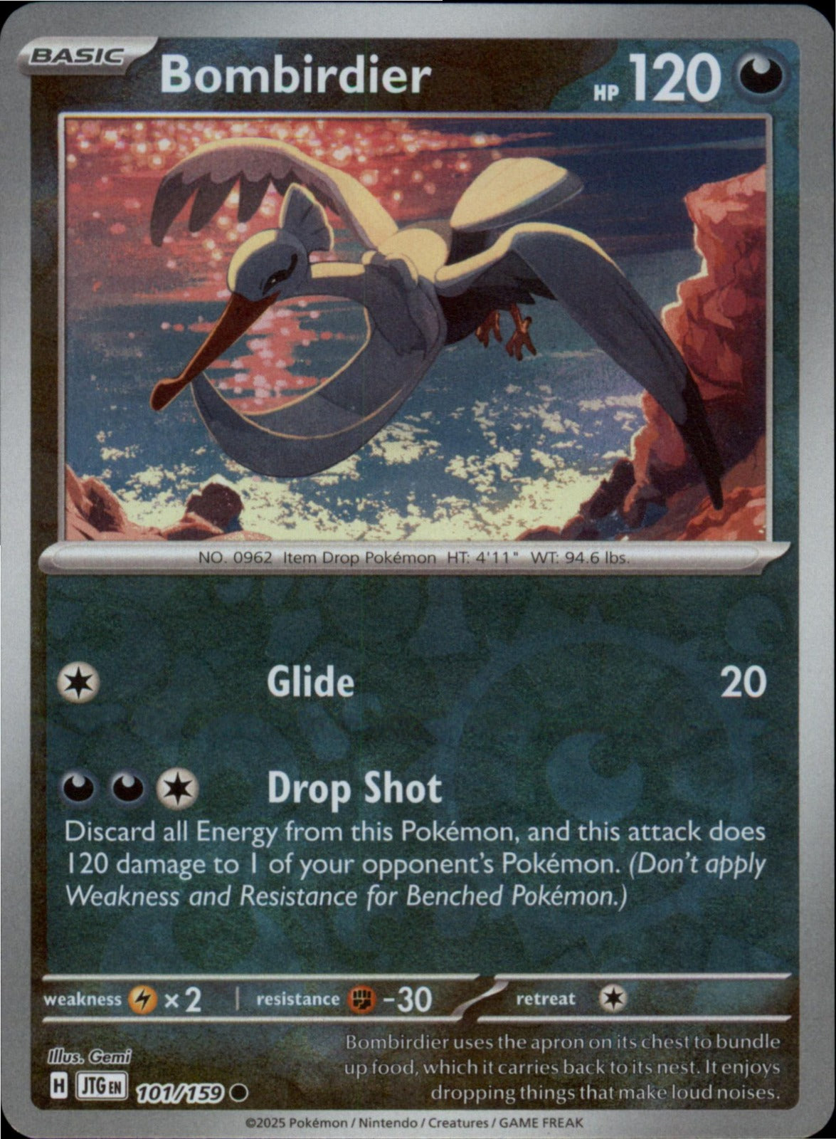 Pokemon Bombirdier Common SV09: Journey Together 101/159 NM Reverse Holo