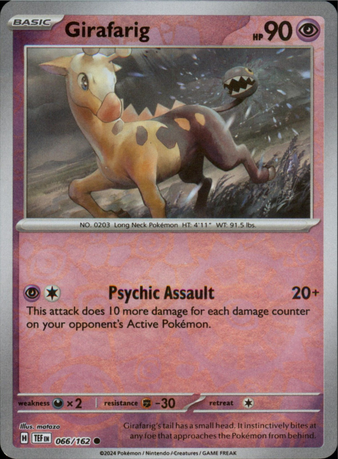 Pokemon Girafarig Common SV05: Temporal Forces 066/162 NM Reverse Holo