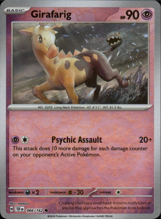 Pokemon Girafarig Common SV05: Temporal Forces 066/162 NM Reverse Holo