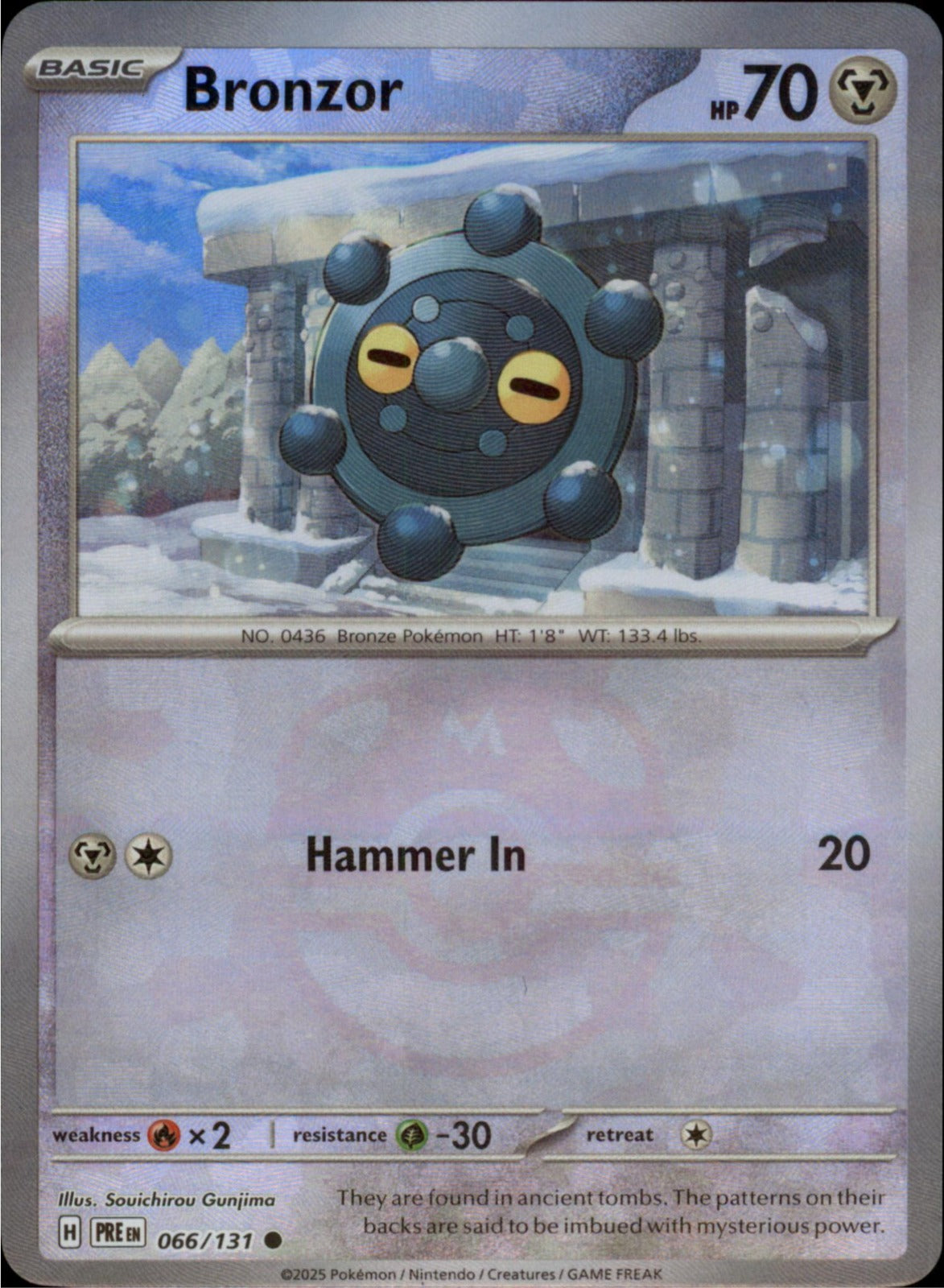 Pokemon Bronzor (Master Ball) Common SV: Prismatic Evolutions 066/131 NM Holo