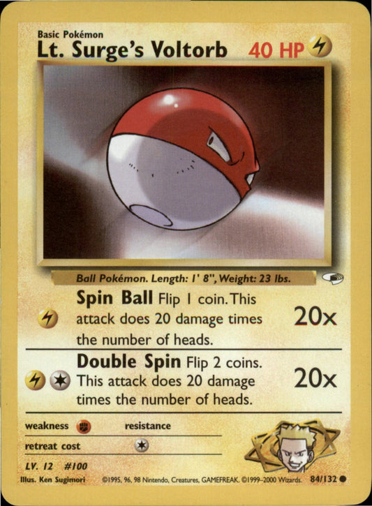 Pokemon Lt. Surge's Voltorb Common Gym Heroes 084/132 NM Unlimited