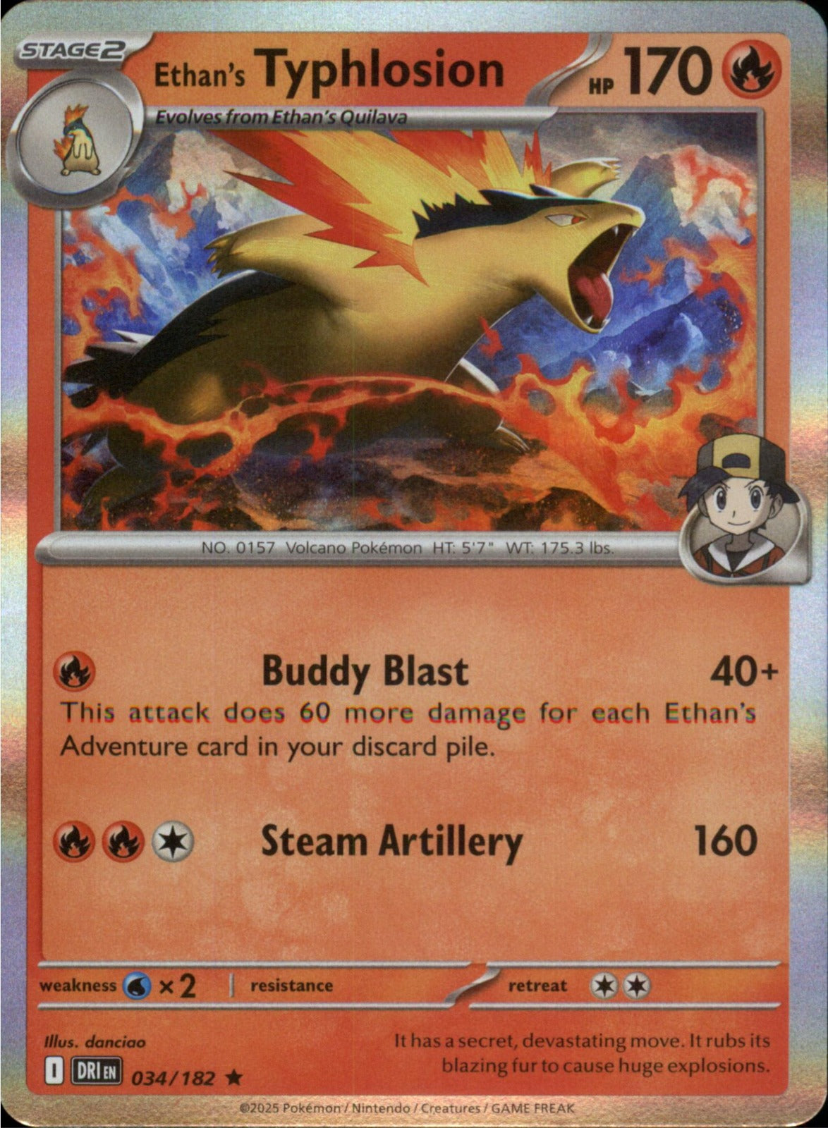 Pokemon Ethan's Typhlosion Rare SV10: Destined Rivals 034/182 NM Holo