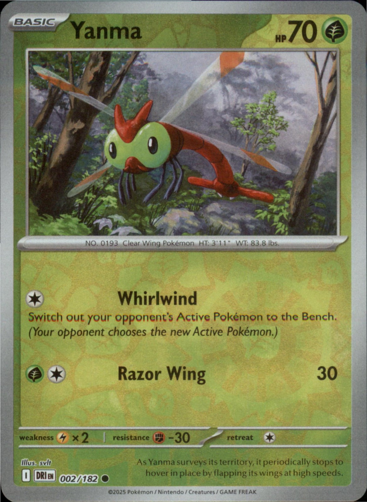 Pokemon Yanma Common SV10: Destined Rivals 002/182 NM Reverse Holo