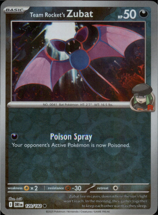 Pokemon Team Rocket's Zubat Common SV10: Destined Rivals 120/182 NM Reverse Holo