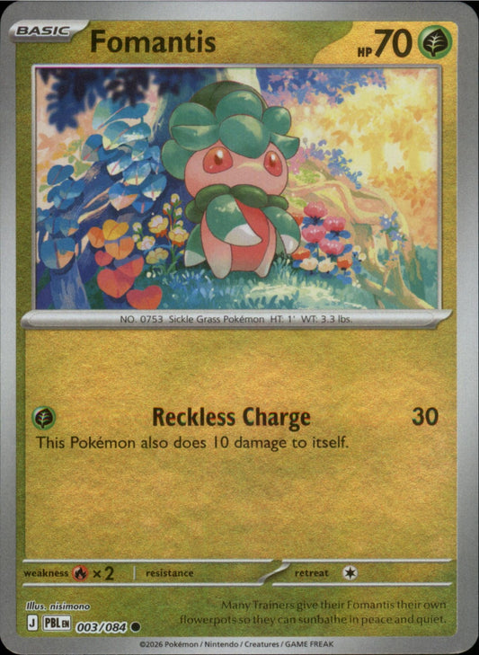 Pokemon Fomantis Common ME05: Pitch Black 003/084 NM Reverse Holo