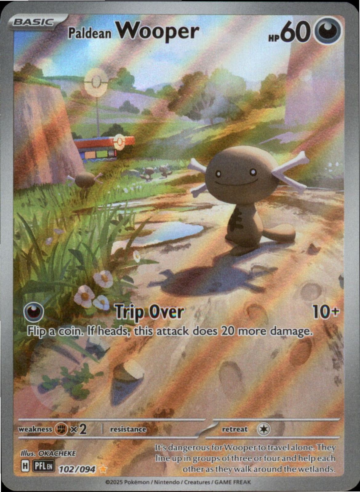 Pokemon Paldean Wooper Illustration Rare ME02: Phantasmal Flames 102/094 NM Holo