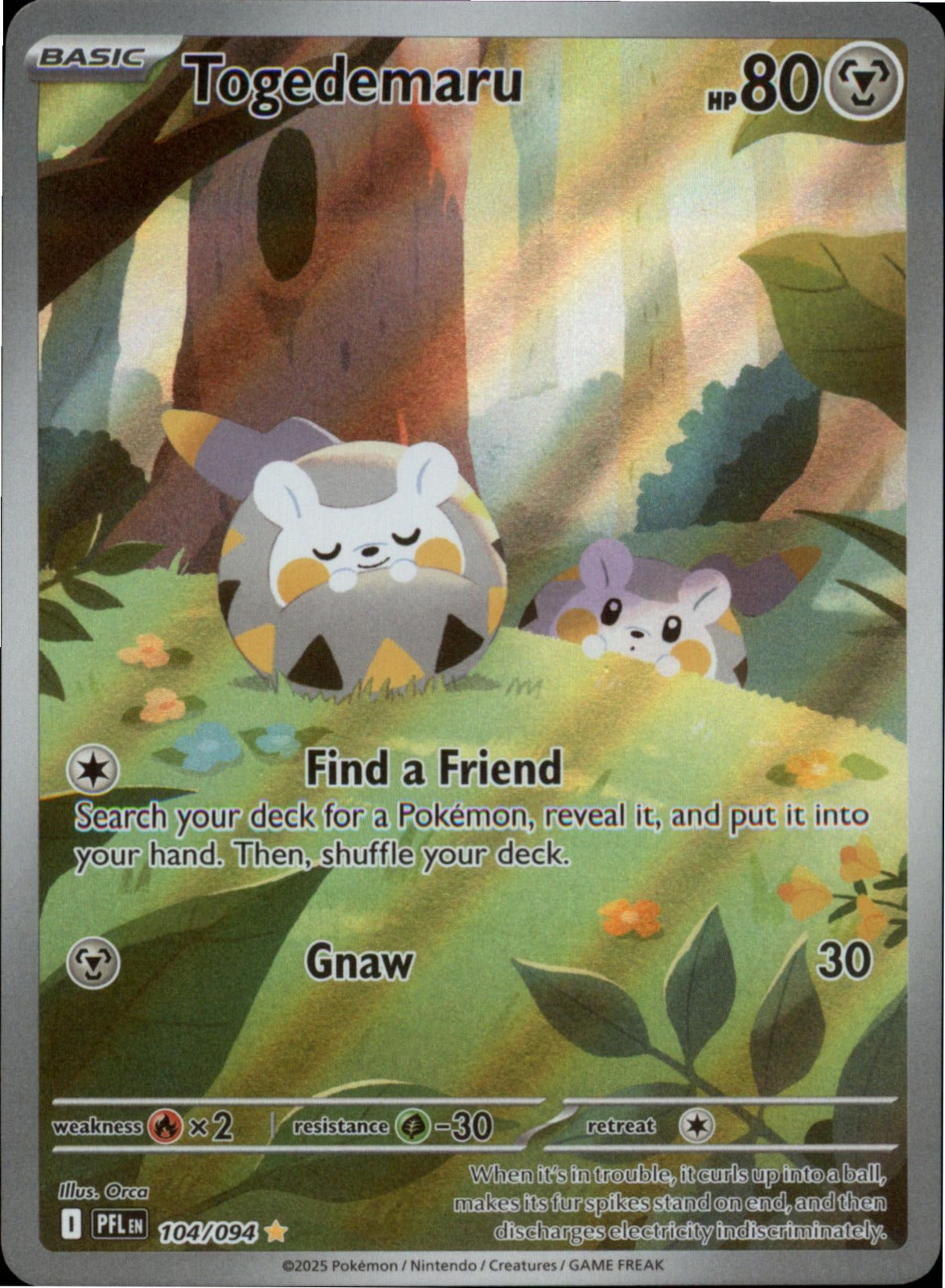 Pokemon Togedemaru Illustration Rare ME02: Phantasmal Flames 104/094 NM Holo