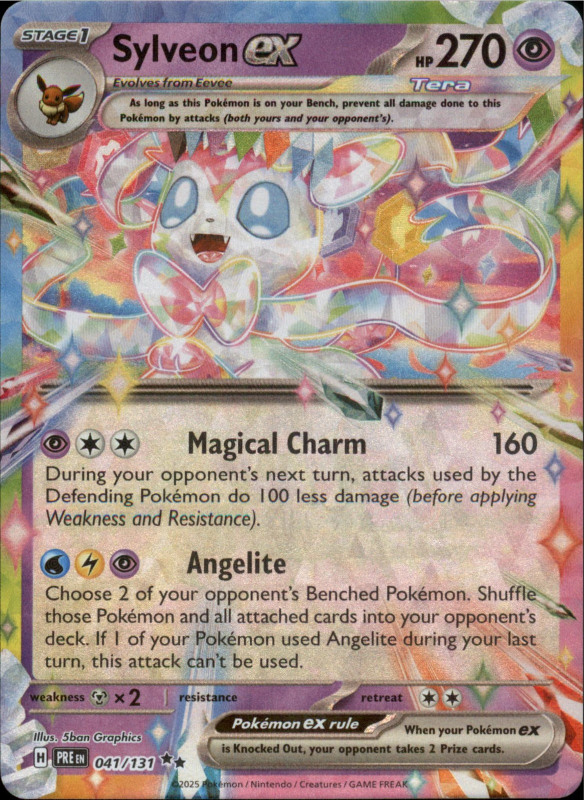 Pokemon Sylveon ex Double Rare SV: Prismatic Evolutions 041/131 NM Holo