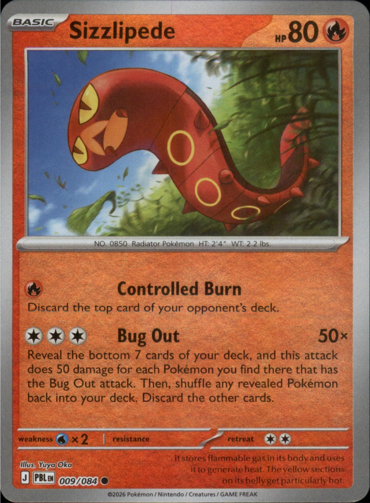 Pokemon Sizzlipede Common ME05: Pitch Black 009/084 NM Reverse Holo