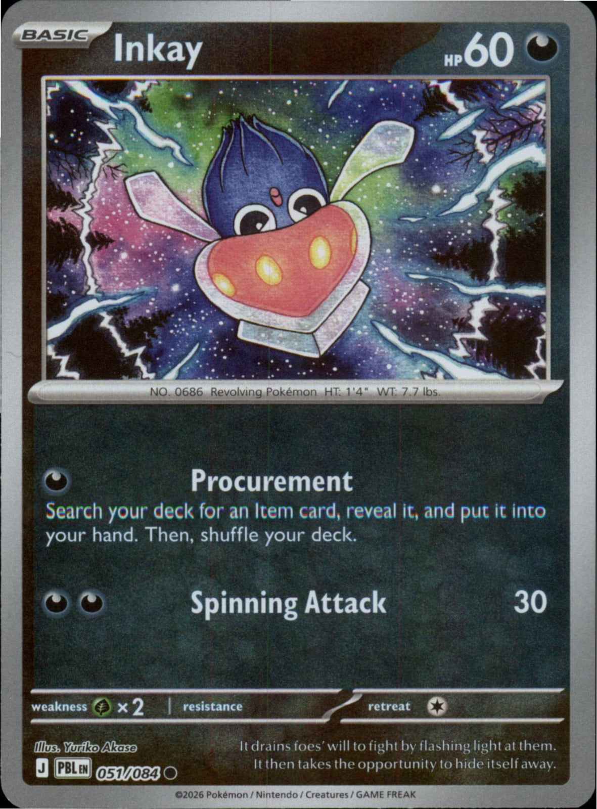 Pokemon Inkay Common ME05: Pitch Black 051/084 NM Reverse Holo