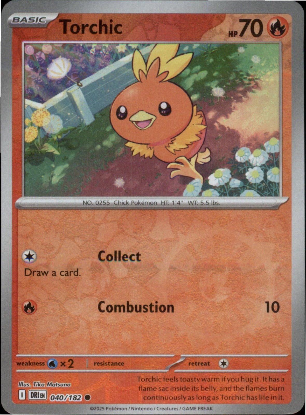 Pokemon Torchic Common SV10: Destined Rivals 040/182 NM Reverse Holo
