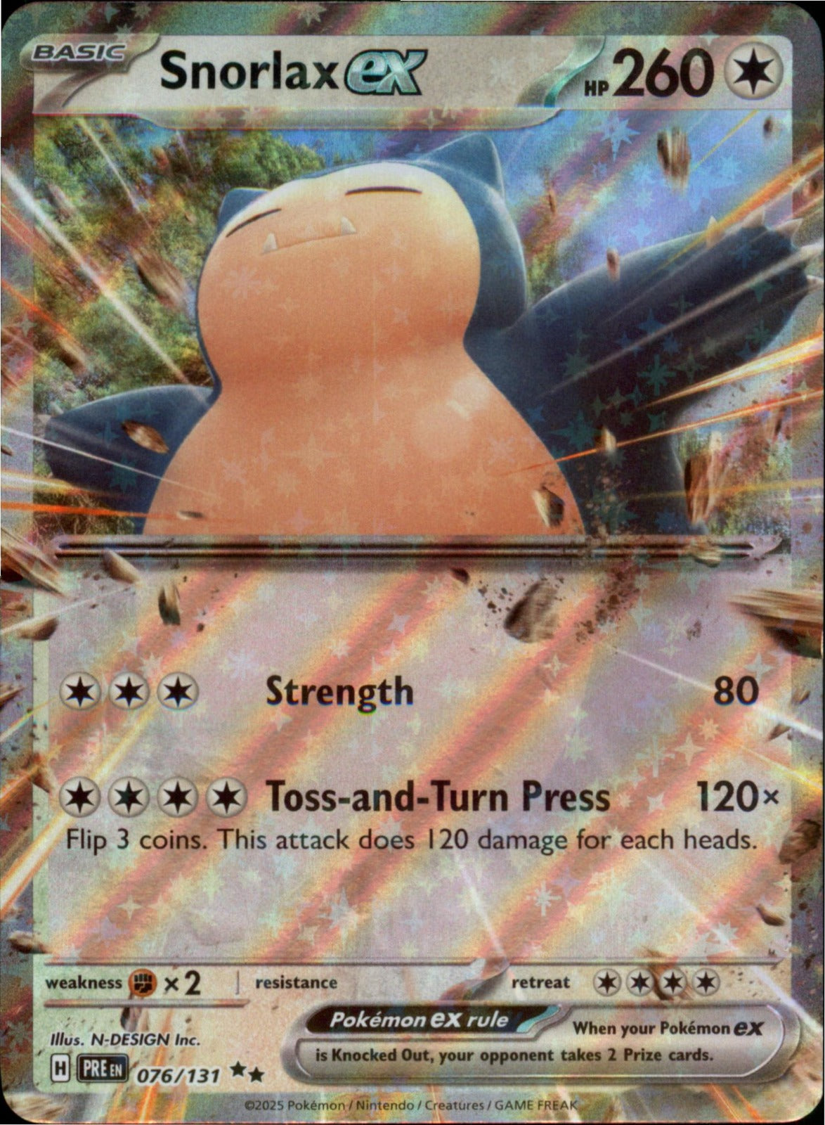 Pokemon Snorlax ex Double Rare SV: Prismatic Evolutions 076/131 NM Holo