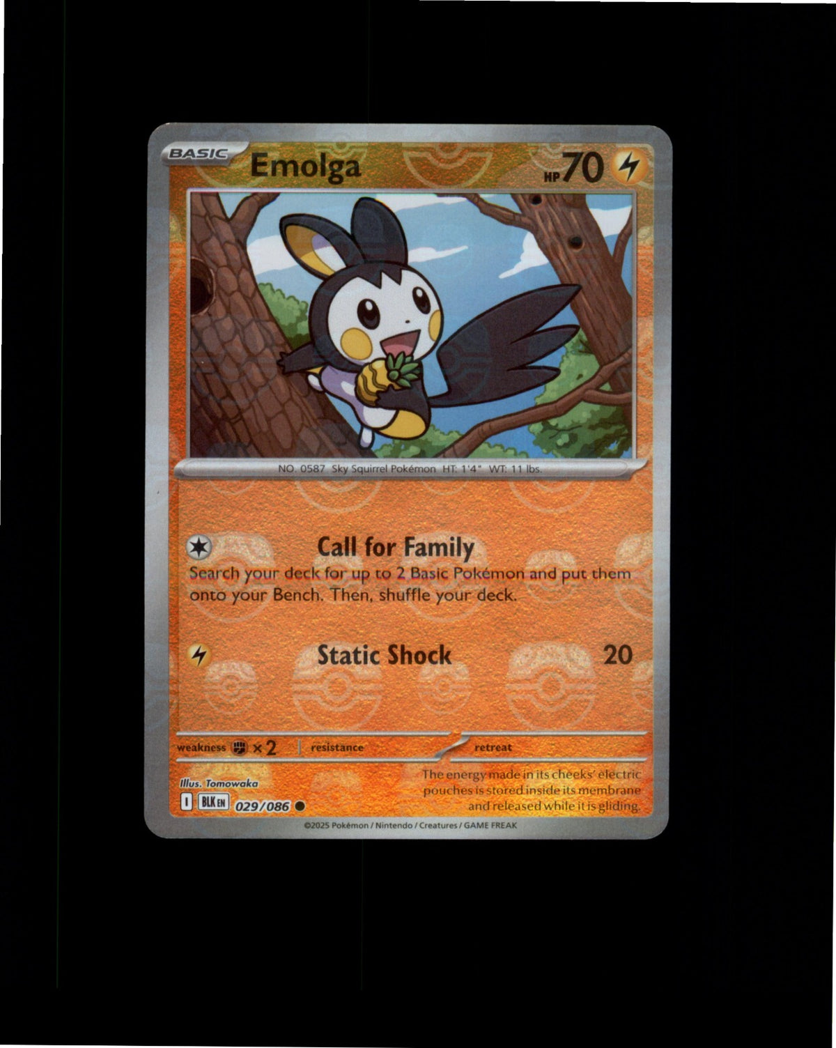 Pokemon Emolga (Master Ball Pattern) Common SV: Black Bolt 029/086 NM