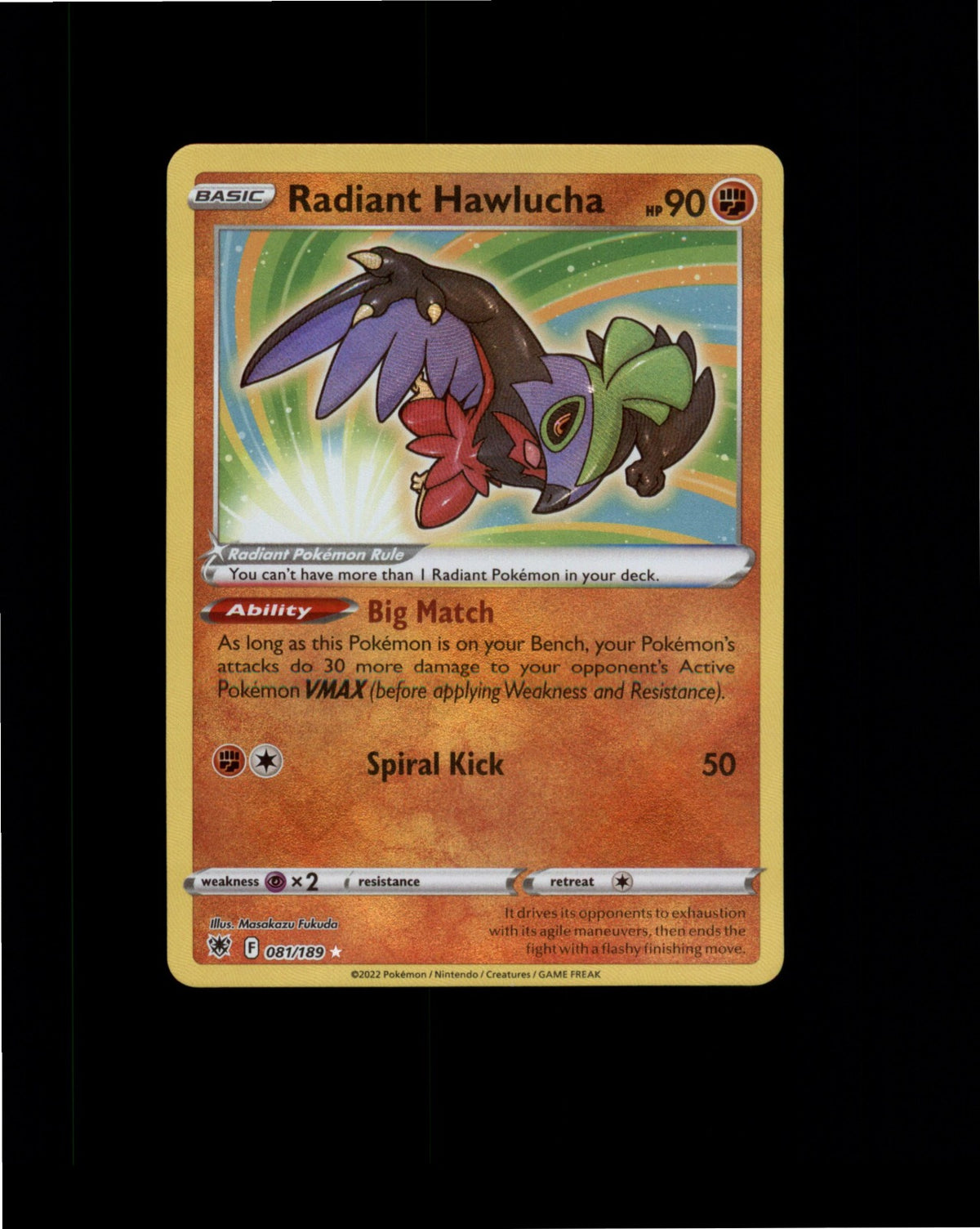 Pokemon Radiant Hawlucha Radiant Rare SWSH10: Astral Radiance 081/189 NM