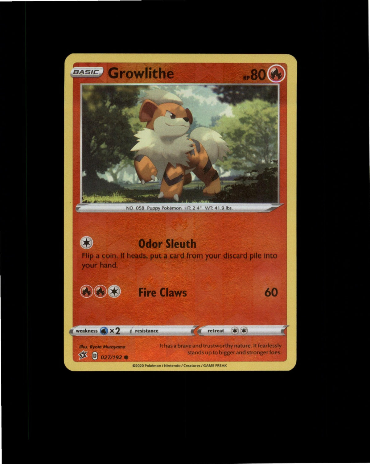 Pokemon Growlithe Common SWSH02: Rebel Clash 027/192 NM Reverse Holo