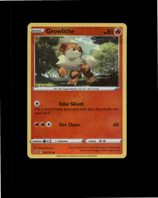 Pokemon Growlithe Common SWSH02: Rebel Clash 027/192 NM Reverse Holo