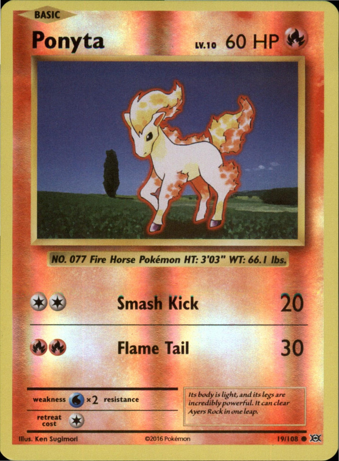 Pokemon Ponyta Common XY - Evolutions 19/108 NM Reverse Holo