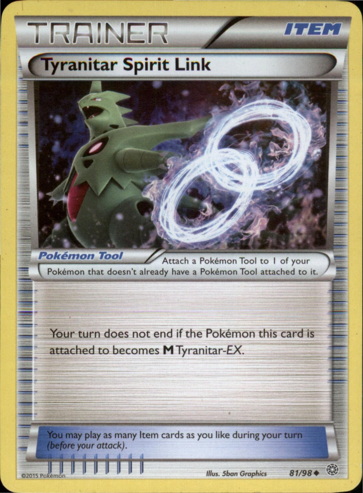 Pokemon Tyranitar Spirit Link Uncommon XY - Ancient Origins 81/98 LP