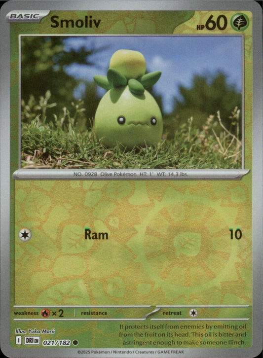 Pokemon Smoliv Common SV10: Destined Rivals 021/182 NM Reverse Holo