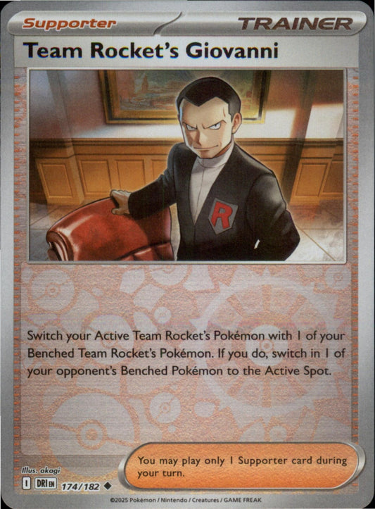 Pokemon Team Rocket's Giovanni Uncommon Destined Rivals 174/182 NM Reverse Holo