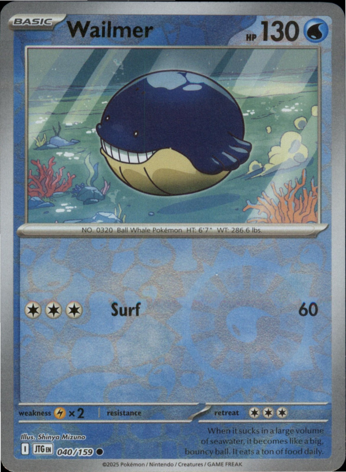 Pokemon Wailmer Common SV09: Journey Together 040/159 NM Reverse Holo