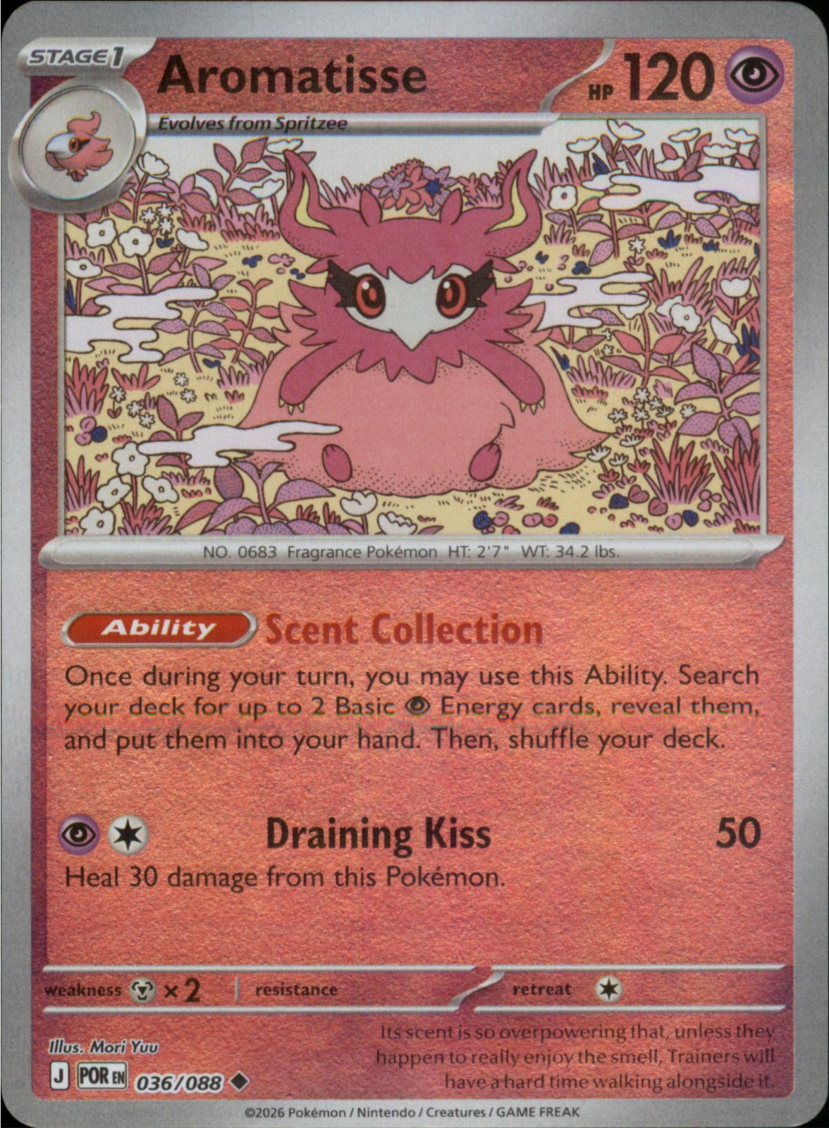 Pokemon Aromatisse Uncommon ME03: Perfect Order 036/088 NM Reverse Holo
