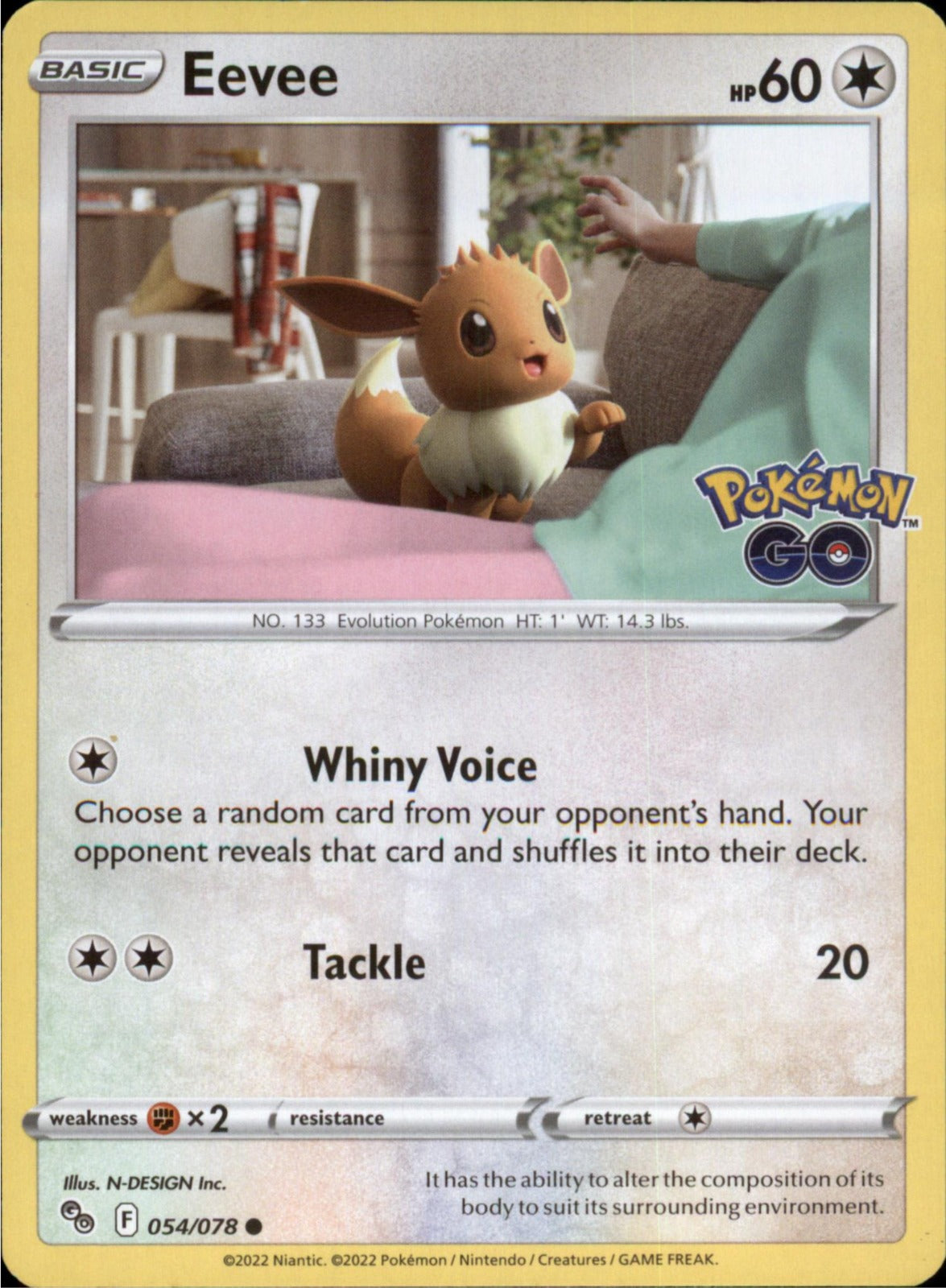Pokemon Eevee Common Pokemon GO 054/078 NM