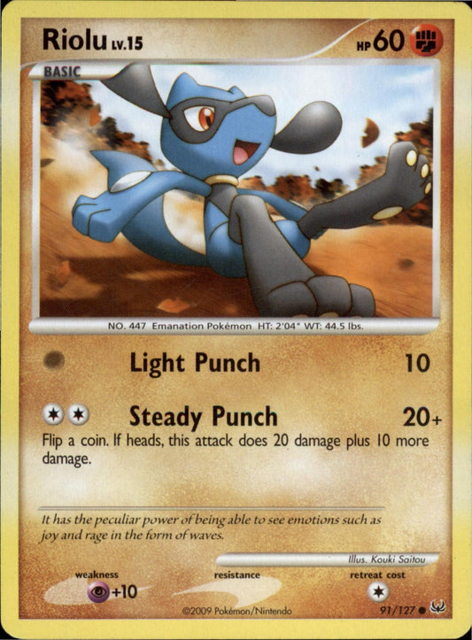 Pokemon Riolu Common Platinum 91/127 NM