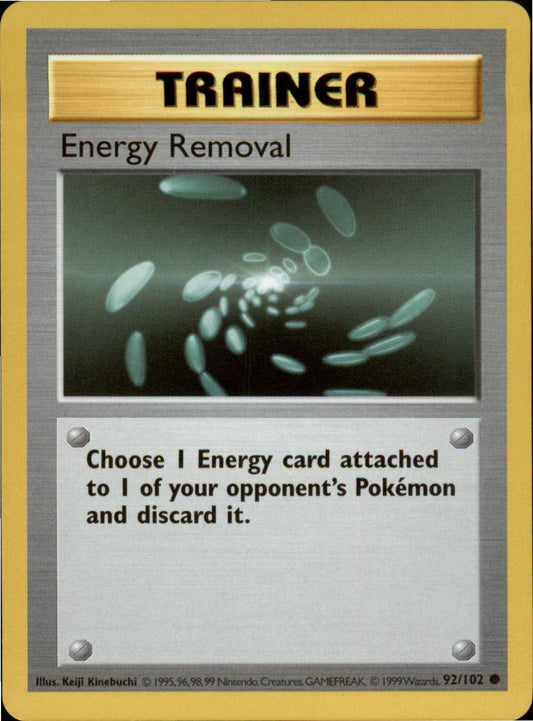 Pokemon Energy Removal Common Base Set (Shadowless) 092/102 NM Unlimited