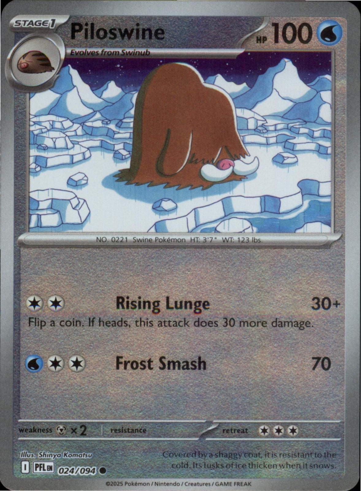 Pokemon Piloswine Common ME02: Phantasmal Flames 024/094 NM Reverse Holo