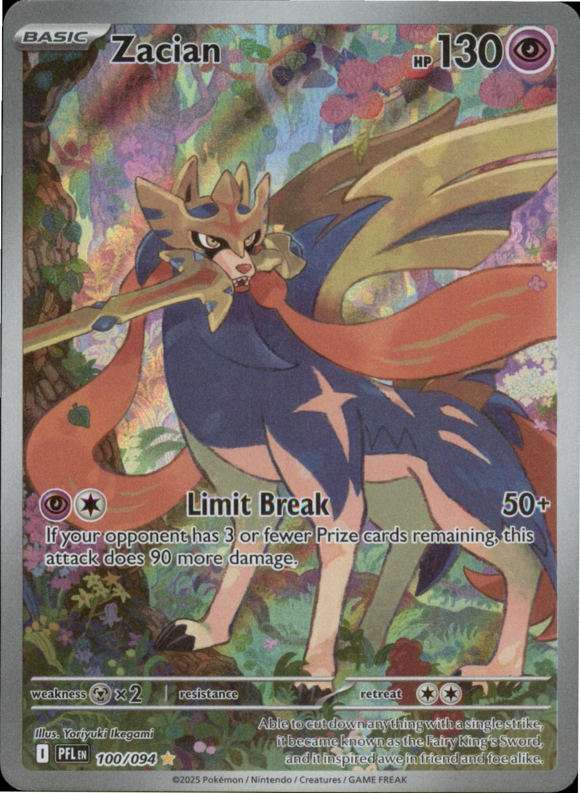 Pokemon Zacian Illustration Rare ME02: Phantasmal Flames 100/094 NM Holo