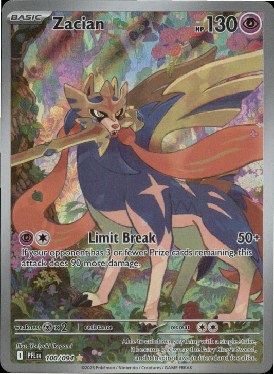 Pokemon Zacian Illustration Rare ME02: Phantasmal Flames 100/094 NM Holo