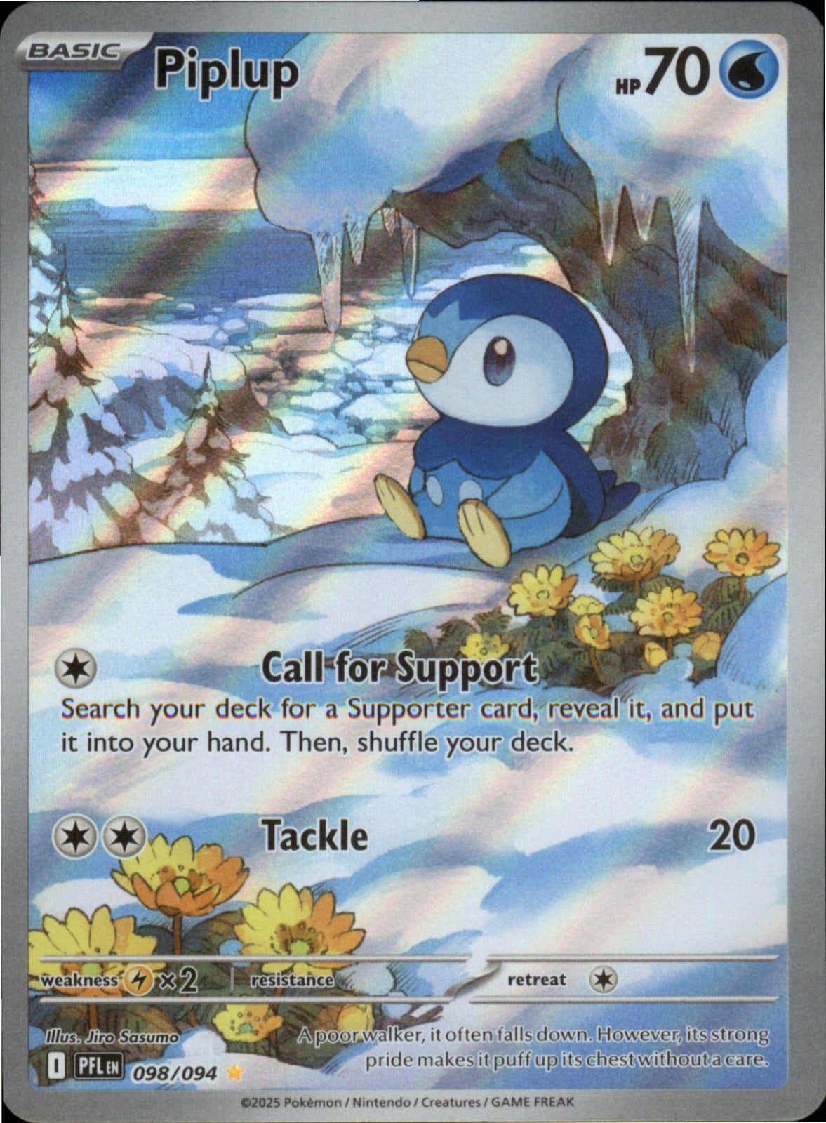 Pokemon Piplup Illustration Rare ME02: Phantasmal Flames 098/094 NM Holo