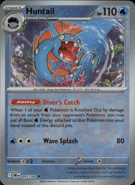 Pokemon Huntail Uncommon SV10: Destined Rivals 055/182 NM Reverse Holo