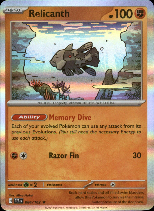 Pokemon Relicanth Rare SV05: Temporal Forces 084/162 NM Holo