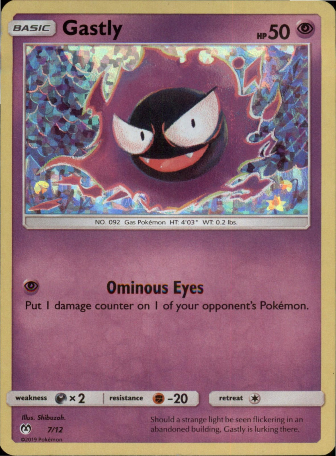 Pokemon Gastly Promo McDonald's Promos 2019 007/012 NM Holo