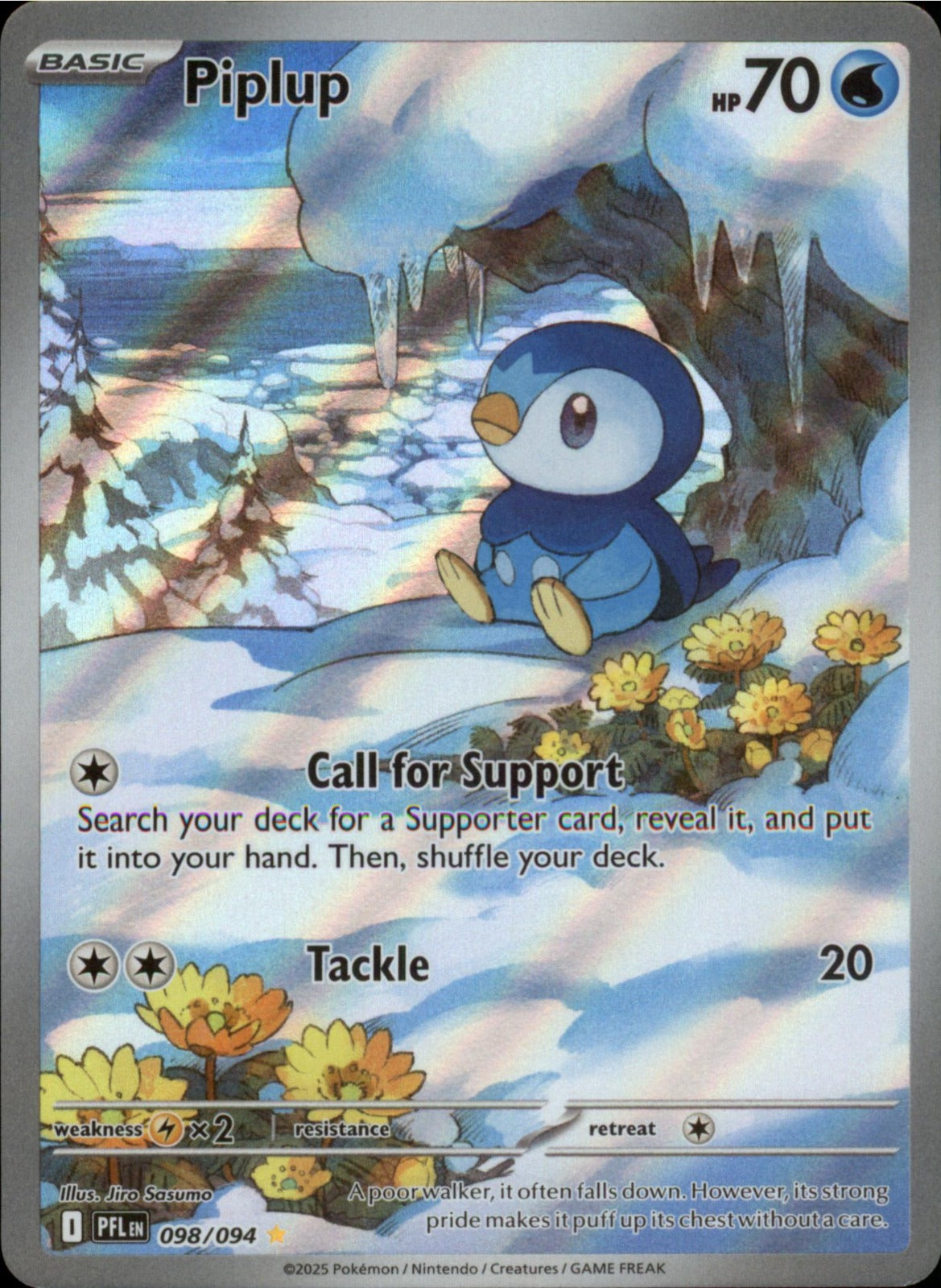 Pokemon Piplup Illustration Rare ME02: Phantasmal Flames 098/094 NM Holo
