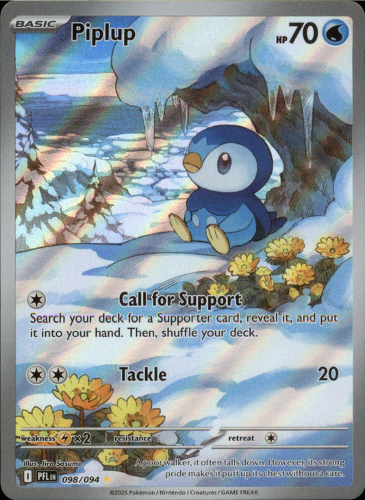 Pokemon Piplup Illustration Rare ME02: Phantasmal Flames 098/094 NM Holo