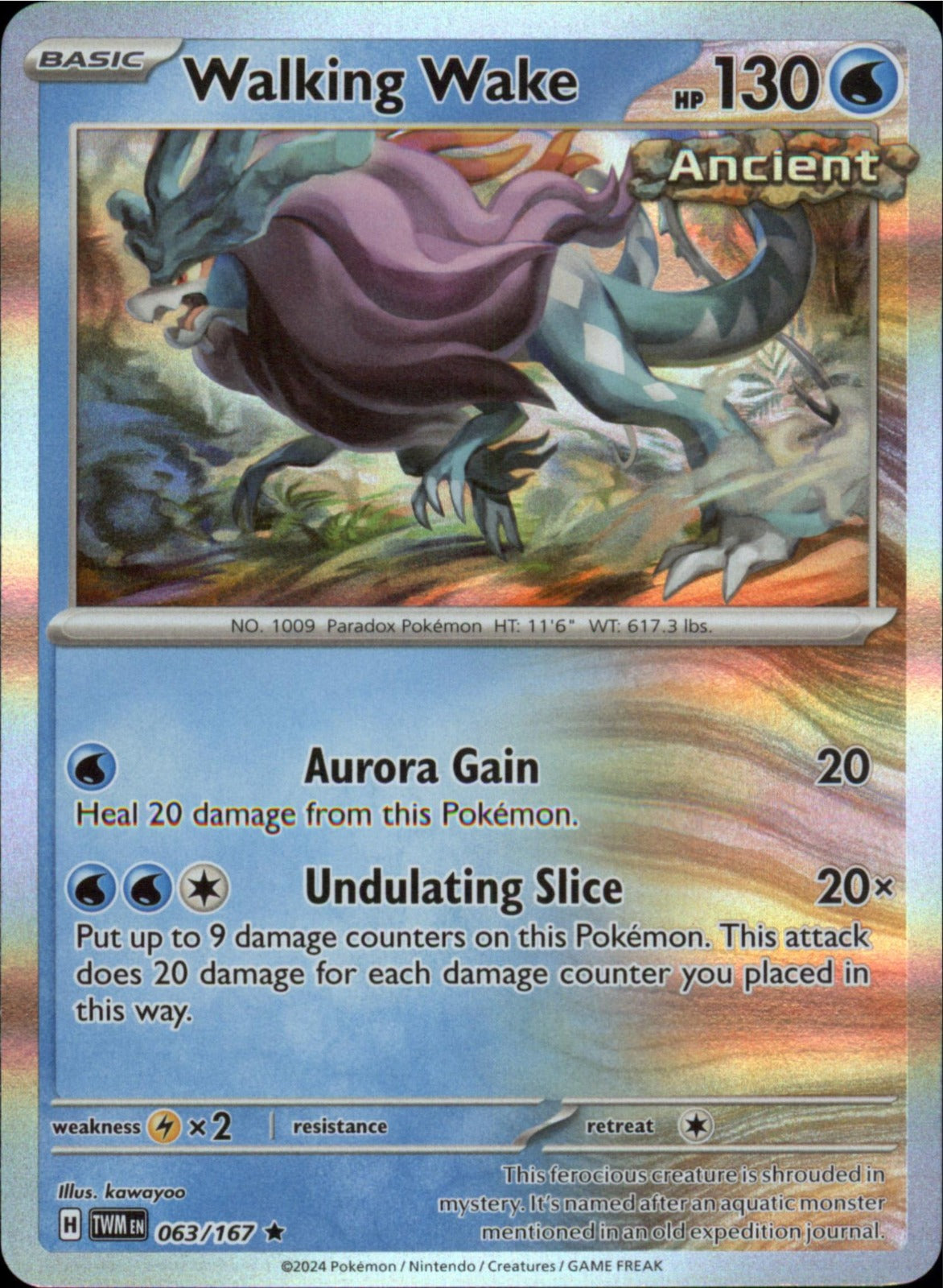 Pokemon Walking Wake Rare SV06: Twilight Masquerade 063/167 NM Reverse
