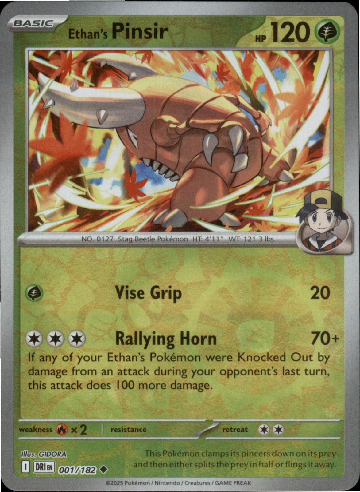 Pokemon Ethan's Pinsir Uncommon SV10: Destined Rivals 001/182 NM Reverse Holo