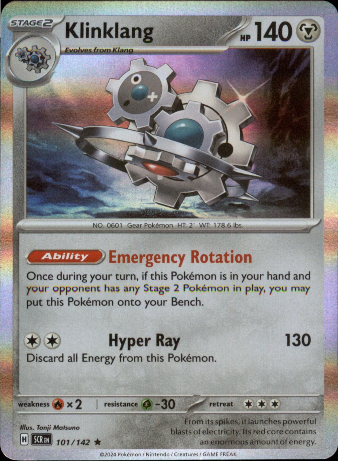 Pokemon Klinklang Rare SV07: Stellar Crown 101/142 NM Reverse Holo