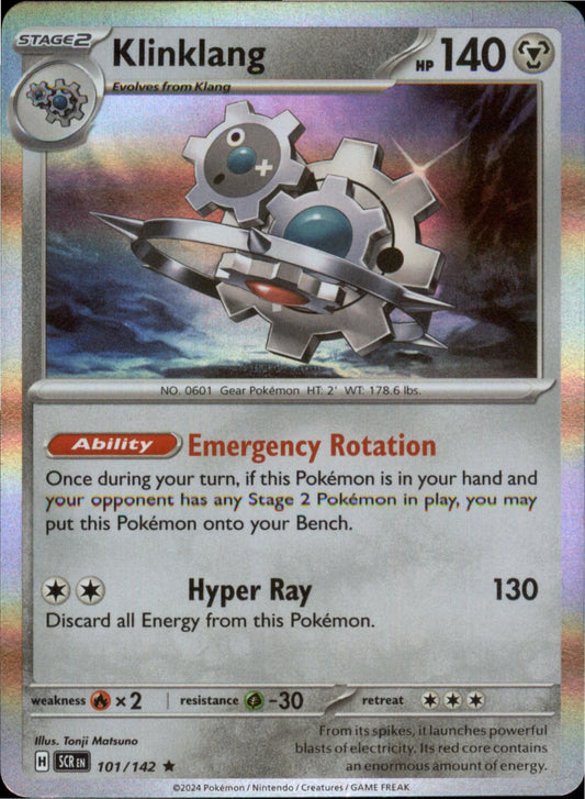 Pokemon Klinklang Rare SV07: Stellar Crown 101/142 NM Reverse Holo