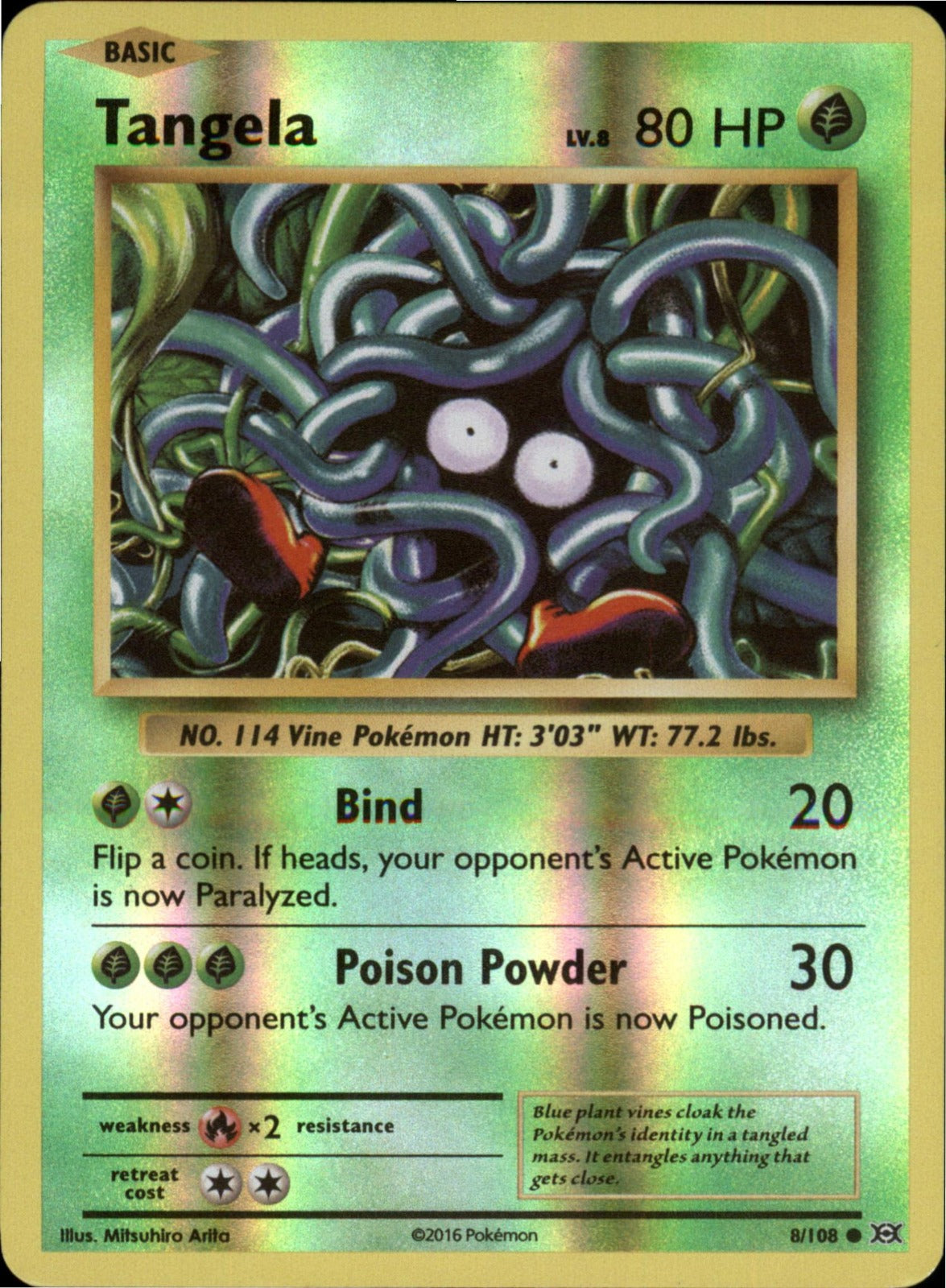 Pokemon Tangela Common XY - Evolutions 8/108 NM Reverse Holo