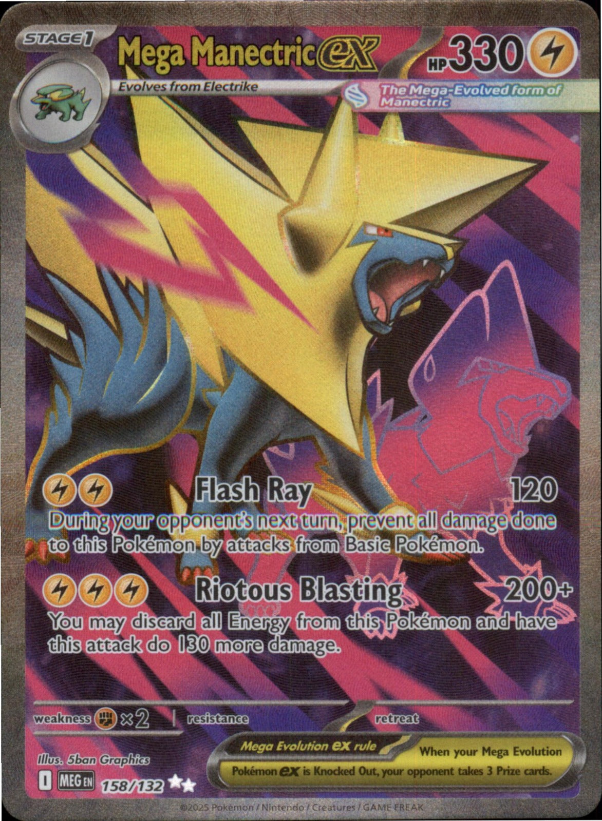 Pokemon Mega Manectric ex Ultra Rare ME01: Mega Evolution 158/132 NM Holo