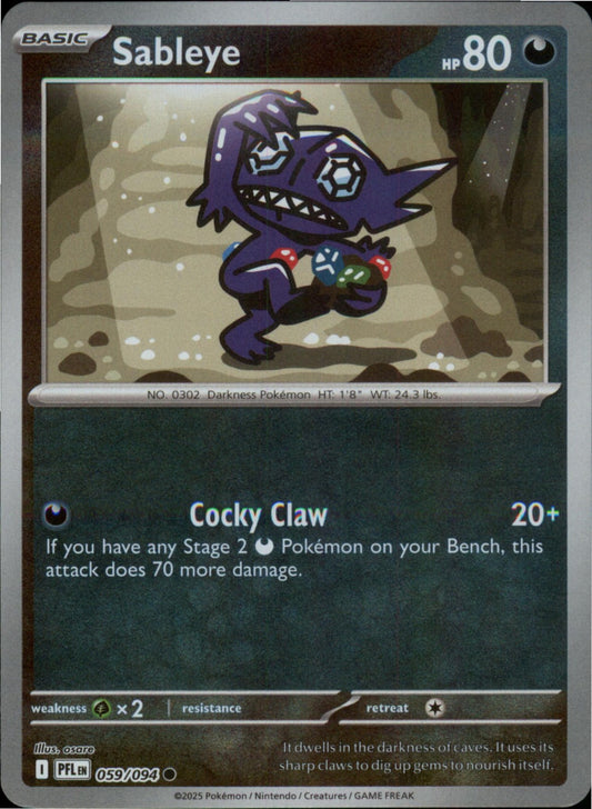 Pokemon Sableye Common ME02: Phantasmal Flames 059/094 NM Reverse Holo