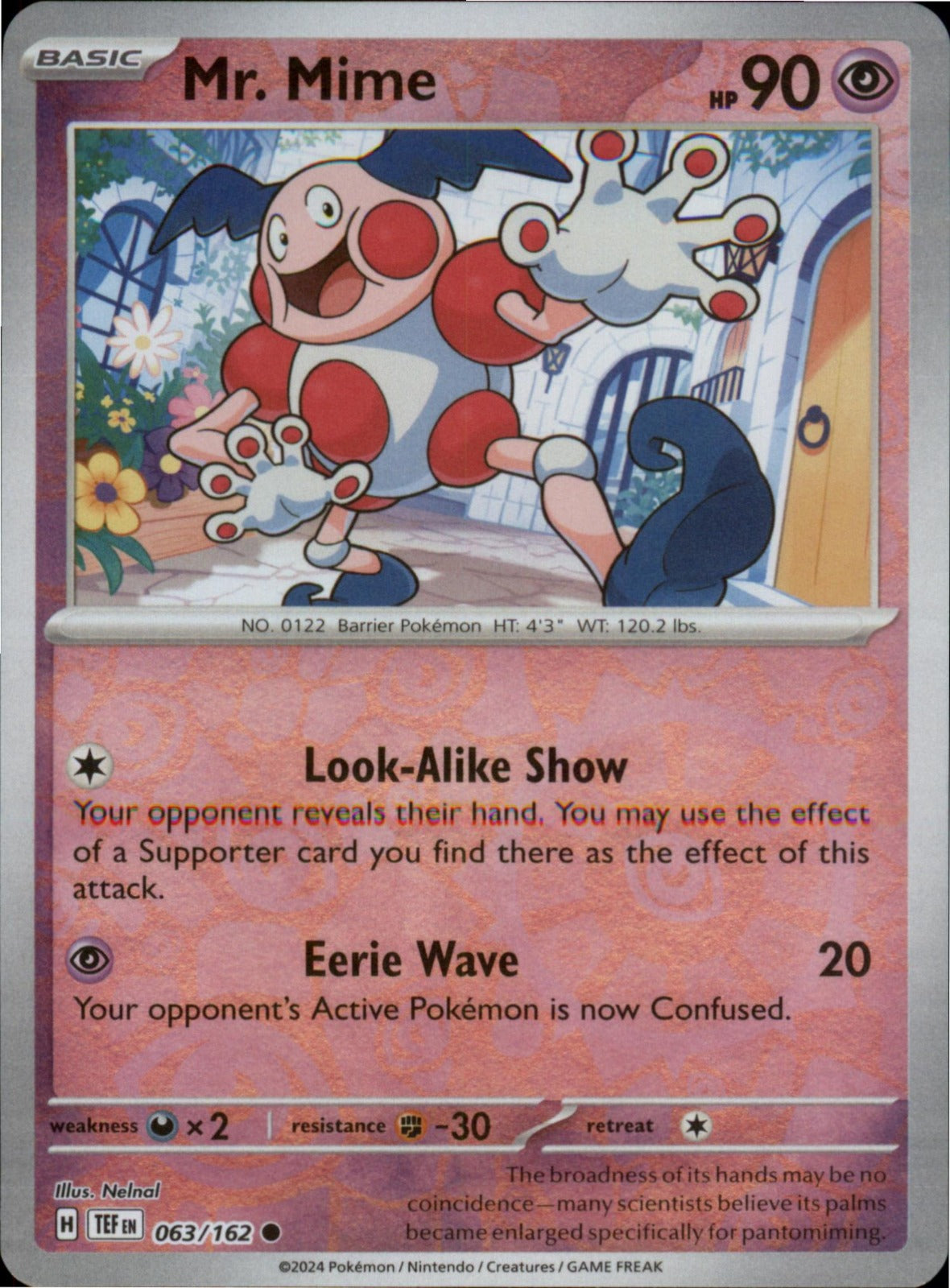 Pokemon Mr. Mime Common SV05: Temporal Forces 063/162 NM Reverse Holo