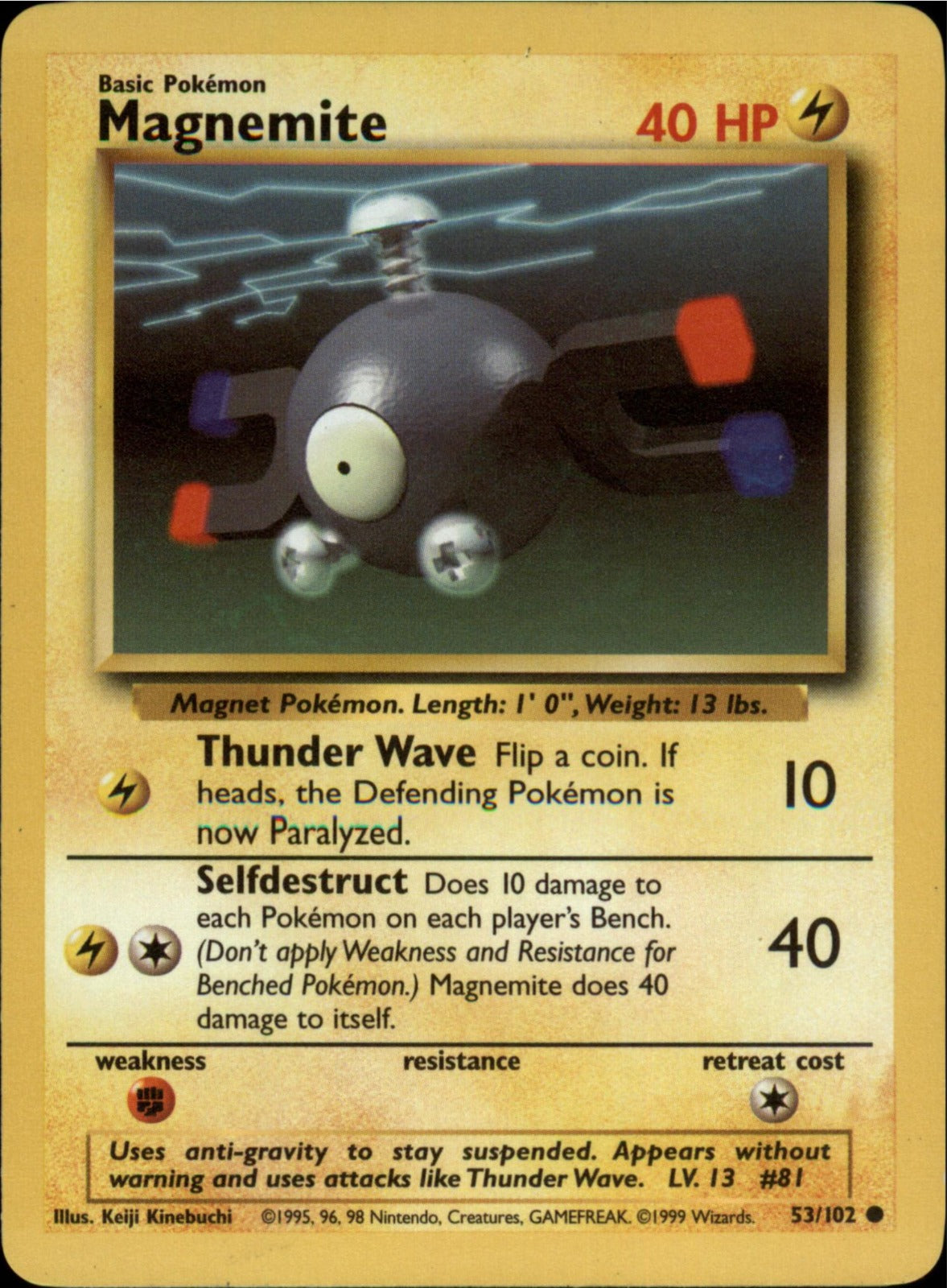 Pokemon Magnemite Common Base Set 053/102 LP