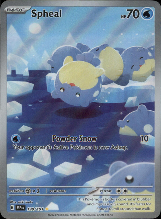 Pokemon Spheal Illustration Rare SV08: Surging Sparks 199/191 NM Holo