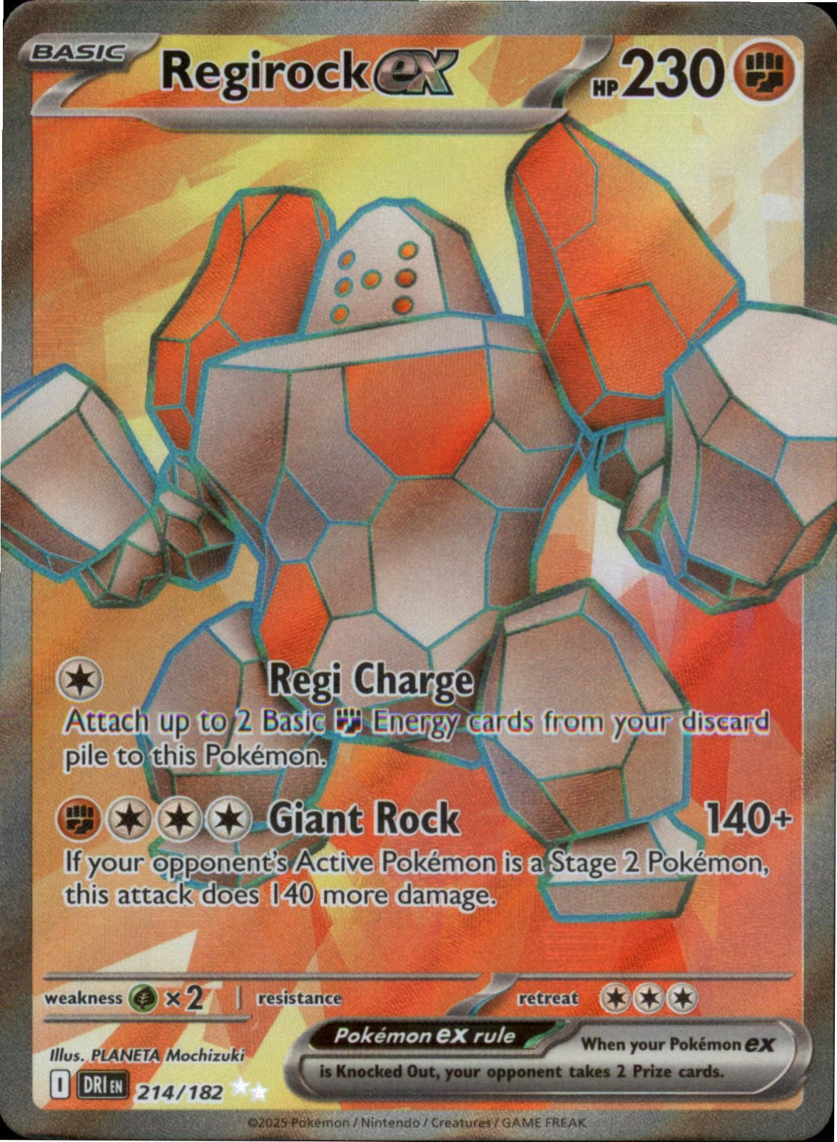 Pokemon Regirock ex Ultra Rare SV10: Destined Rivals 214/182 NM Holo